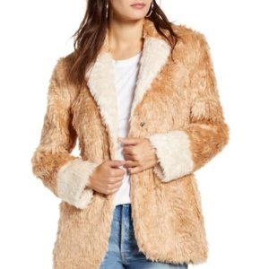 Mural Women's Faux Fur Front Snap Closure Lined